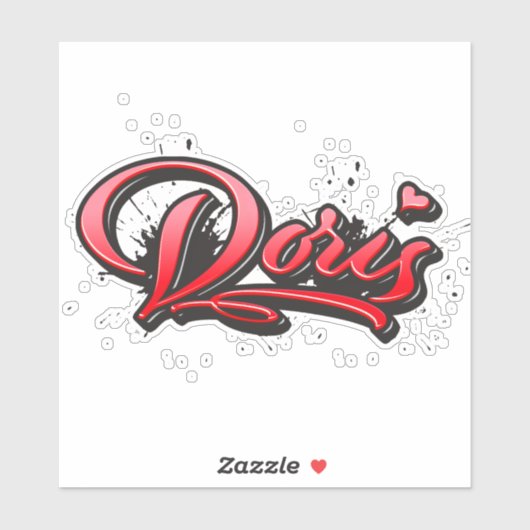 Doris red Heart Graffiti Aufkleber Sticker (Blatt)