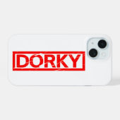 Dorky-Briefmarke iPhone 15 Hülle (Rückseite (Horizontal))