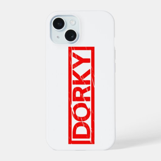 Dorky-Briefmarke iPhone 15 Hülle (Rückseite)
