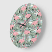 Dorm Clock mit rosa Flamingos Niedliche Palmblätte Große Wanduhr (Winkel)