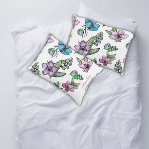 Dorm Essentials Wasserfarben Blume personalisieren Dekokissen