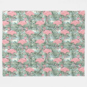 Dorm Fleece Blanket mit rosa Flamingos Palmblätter (Vorderseite (Horizontal))
