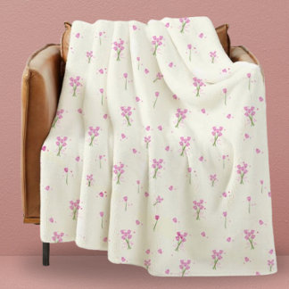 Dorm Modern Girly Pink Tulips Floral Fleecedecke