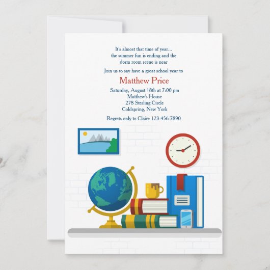 Dorm Room Off to School Einladung (Vorderseite)