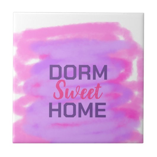 Dorm Swee Dorm Rosa lila Aquarelltext Fliese (Vorderseite)