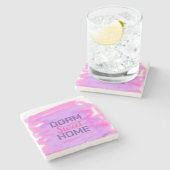 Dorm Swee Dorm Rosa lila Aquarelltext Steinuntersetzer (Seitenansicht)