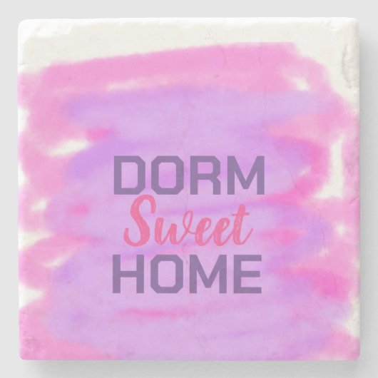 Dorm Swee Dorm Rosa lila Aquarelltext Steinuntersetzer (Vorderseite)