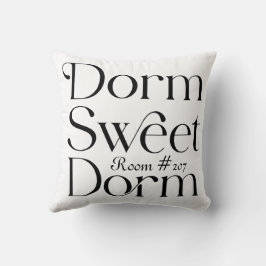 Dorm Sweet Dorm Black and White Room Number Kissen