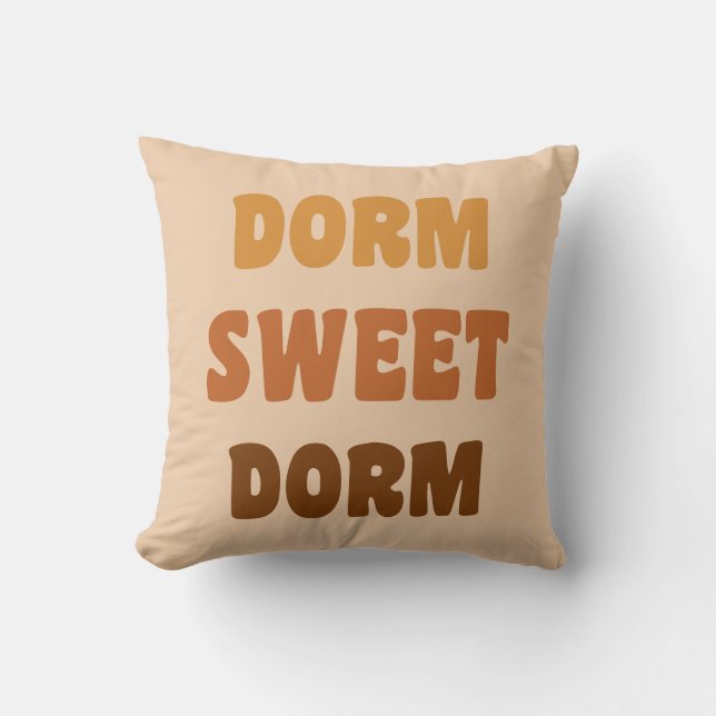 Dorm Sweet Dorm Brown Retro 70er Lettering Kissen (Vorderseite)
