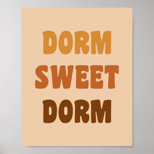 Dorm Sweet Dorm Brown Retro 70er Lettering Poster (Vorne)