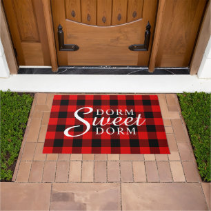 Dorm Sweet Dorm Rustic Cabin Block Squares Motif Fußmatte