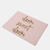 Dorm Sweet Dorm Zimmerdekor Rosa und Gold Fußmatte (Schrägansicht)