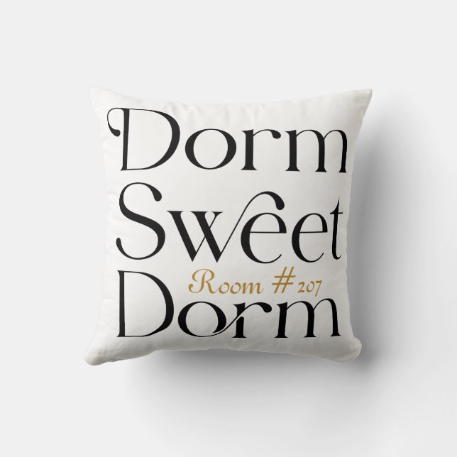 Dorm Sweet Dorm Zimmernummer Kissen (Rückseite)