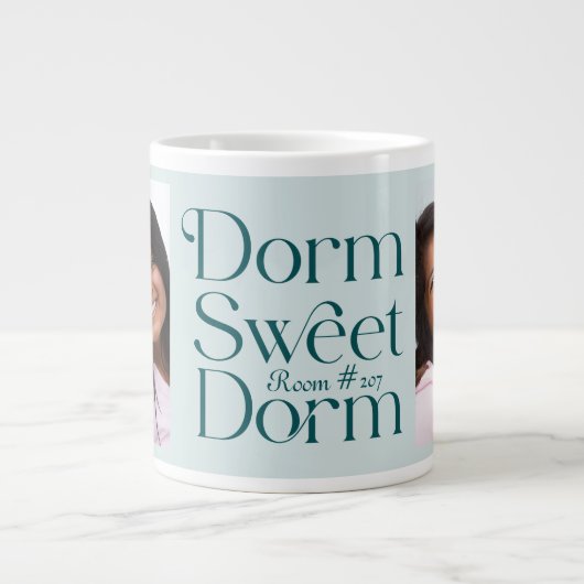 Dorm Sweet Dorm Zwei Foto Aquamarin Jumbo-Tasse (Vorderseite)