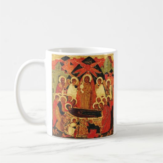 Dormition der Mutter Gottes orthodoxe Ikone Kaffeetasse (Links)
