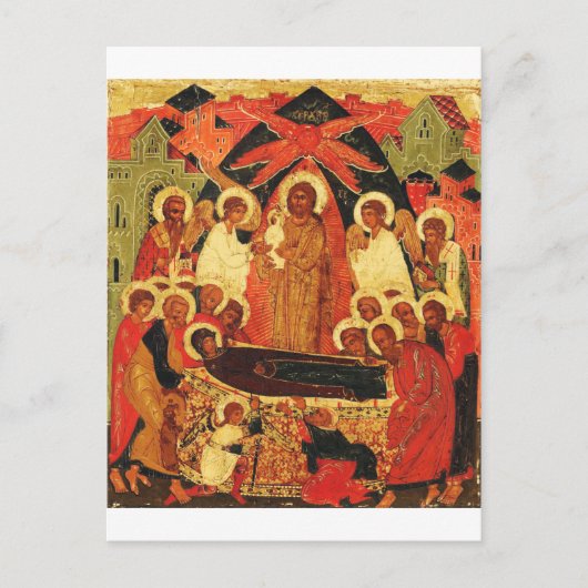 Dormition der Mutter Gottes orthodoxe Ikone Postkarte (Vorderseite)