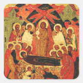 Dormition der Mutter Gottes orthodoxe Ikone Quadratischer Aufkleber (Vorderseite)