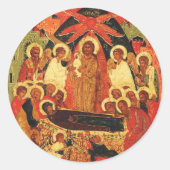 Dormition der Mutter Gottes orthodoxe Ikone Runder Aufkleber (Vorderseite)