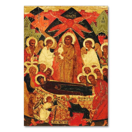 Dormition der Mutter Gottes orthodoxe Ikone Tischnummer (Vorderseite)