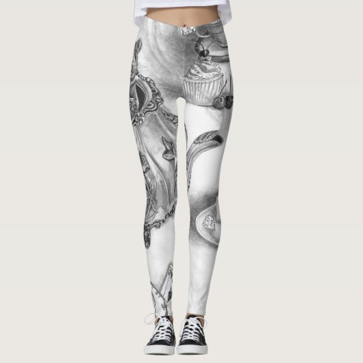 Dormouse ganz über Leggings-Alicen im Wunderland Leggings (Vorderseite)