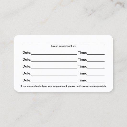 Dorn-grafische (Nackenschmerzen) Terminkarte (Rückseite)