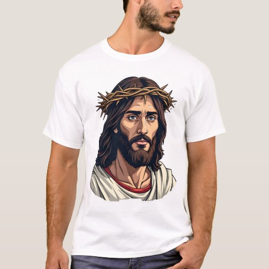 Dornengekrönter Jesus Vintage-Ätzung-Shirt T-Shirt (Vorderseite)