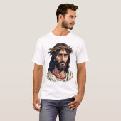Dornengekrönter Jesus Vintage-Ätzung-Shirt T-Shirt (Vorne ganz)