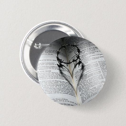 Dornenkrone Herz und Bibel Button (Vorne & Hinten)