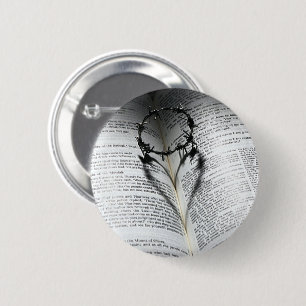 Dornenkrone Herz und Bibel Button