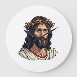Dornenkrone Jesus Vintage-Ätzung-Shirt Große Wanduhr