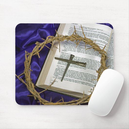 Dornenkrone mit alten Nägeln auf Bibel Mousepad (Mit Mouse)