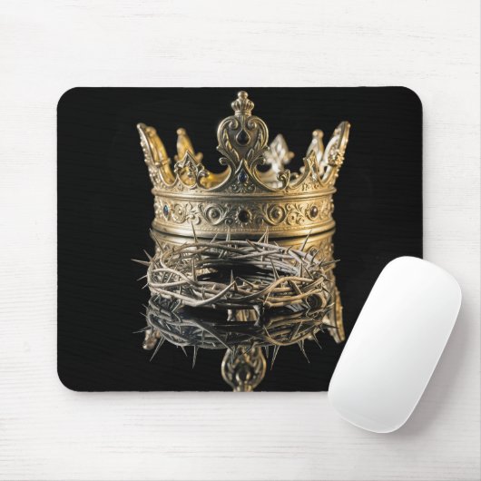 Dornenkrone mit goldener Königskrone Mousepad (Mit Mouse)