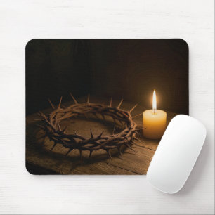 Dornenkrone von einer Kerze erleuchtet Mousepad