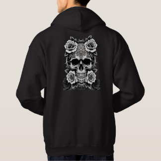 Dornige Umarmung Schädel – Gothic Spitze und Rosen Hoodie