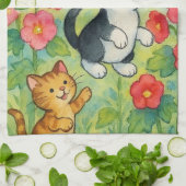 Dornkatzen im Blumengarten Geschirrtuch (Gefaltet)