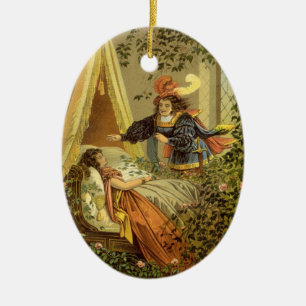 Dornröschen im Vintage-Stil, viktorianische Märche Keramikornament
