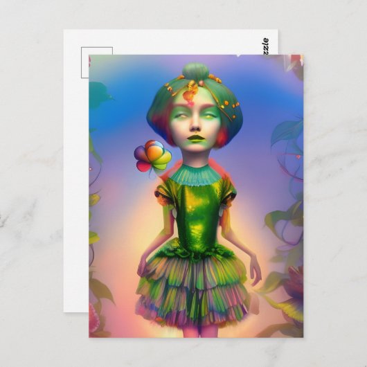 Dorothy als Lollipop Kid AI generierte Fantasy Art Postkarte (Vorne/Hinten)