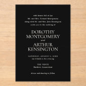 Dorothy Black Elegant Wedding Acryleinladungen (Vorderseite)
