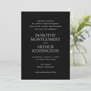 Dorothy Black Elegant Wedding Einladung