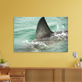 Dorsal aileron eines großen weißen Hais Leinwanddruck (Insitu (Wohnzimmer))