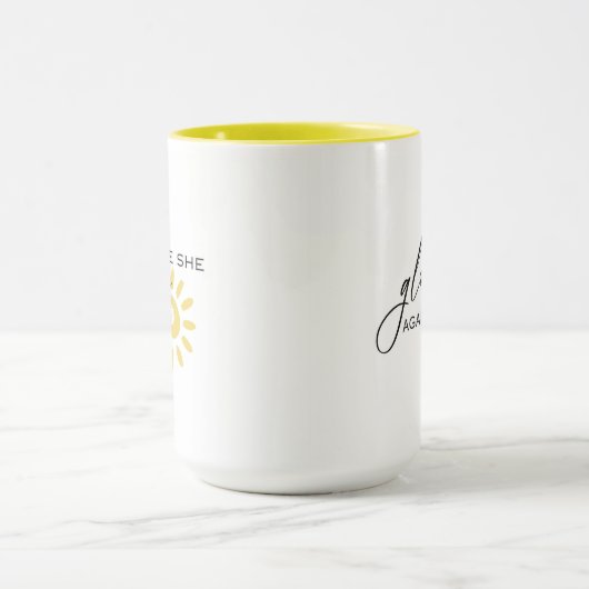 Dort leuchtet sie wieder positives Zitat Sonnengel Tasse (Zentrum)