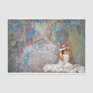 Dort sitzt sie dekoupage Tissue Seidenpapier