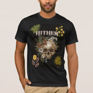 Dorthin Schädel & Blumen T-Shirt – Gothic-Blumenku