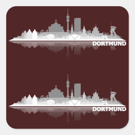 Dortmund City Skyline Quadratischer Aufkleber (Vorderseite)