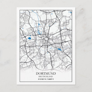 Dortmund Deutschland City Map Travel Simple Postkarte