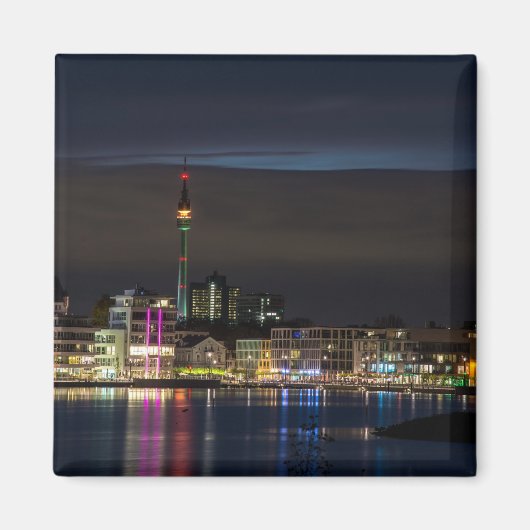 Dortmund, Deutschland-Skyline-Nacht Magnet (Vorne)