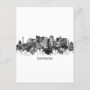 Dortmund Germany Skyline BW Einladungspostkarte
