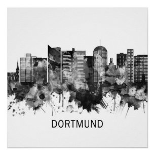 Dortmund Germany Skyline BW Poster