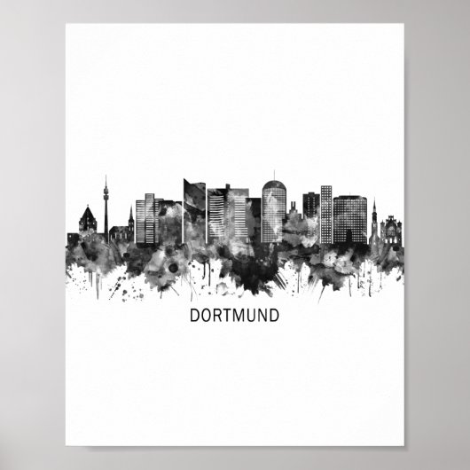 Dortmund Germany Skyline BW Poster (Vorne)