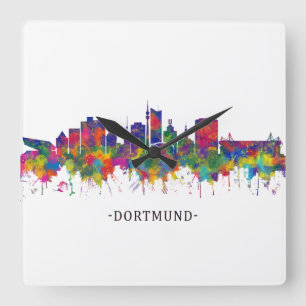 Dortmund Germany Skyline Quadratische Wanduhr